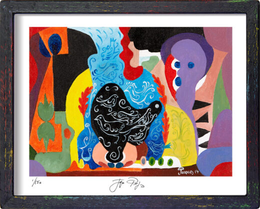 “Bird Cage” framed limited edition Jacques Pepin print. Individually signed and numbered.