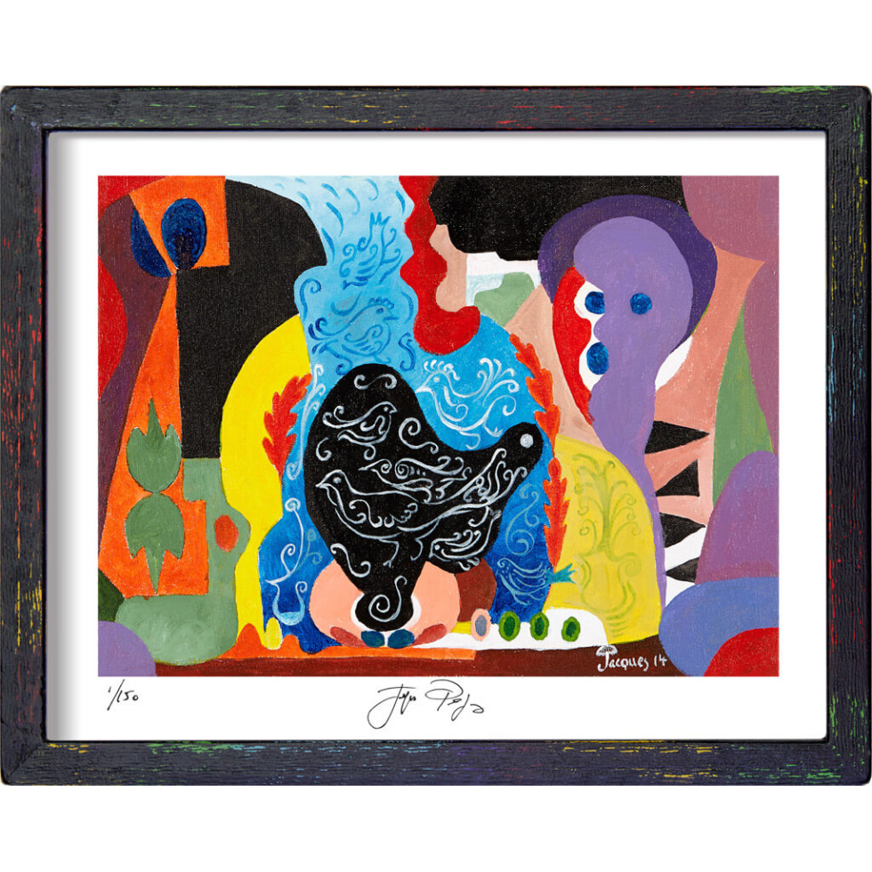 “Bird Cage” framed limited edition Jacques Pepin print. Individually signed and numbered.