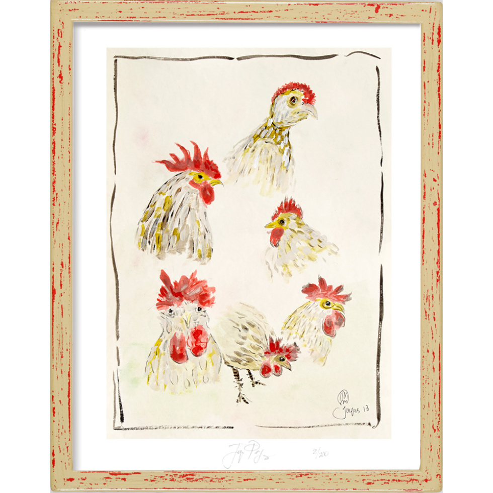 “Chicken Portraits” framed limited edition Jacques Pepin print. Individually signed and numbered.