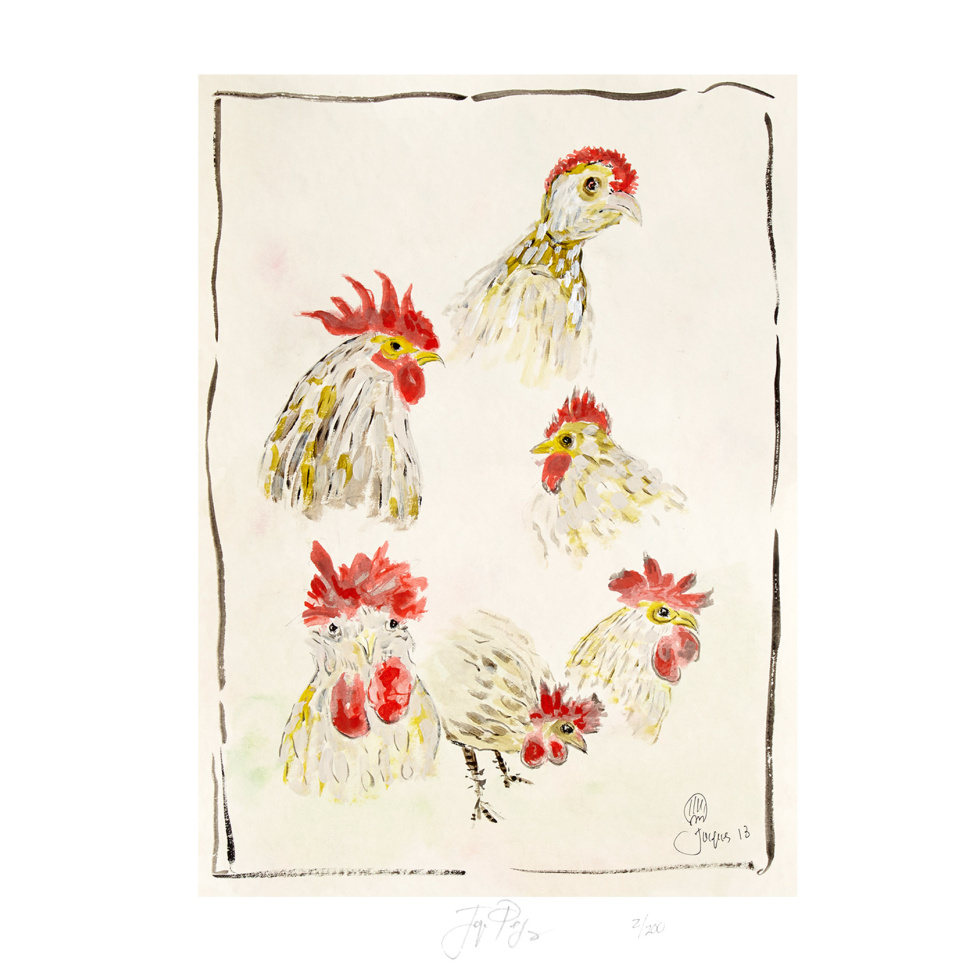 “Chicken Portraits” unframed limited edition Jacques Pepin print. Individually signed and numbered.