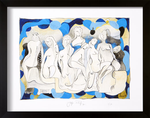 “Les Demoiselles” framed limited edition Jacques Pepin print. Individually signed and numbered.