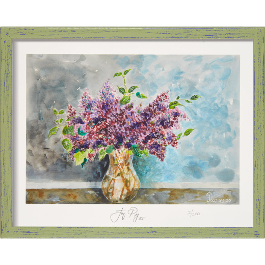 “Lilas du Jardin” framed limited edition Jacques Pepin print. Individually signed and numbered.