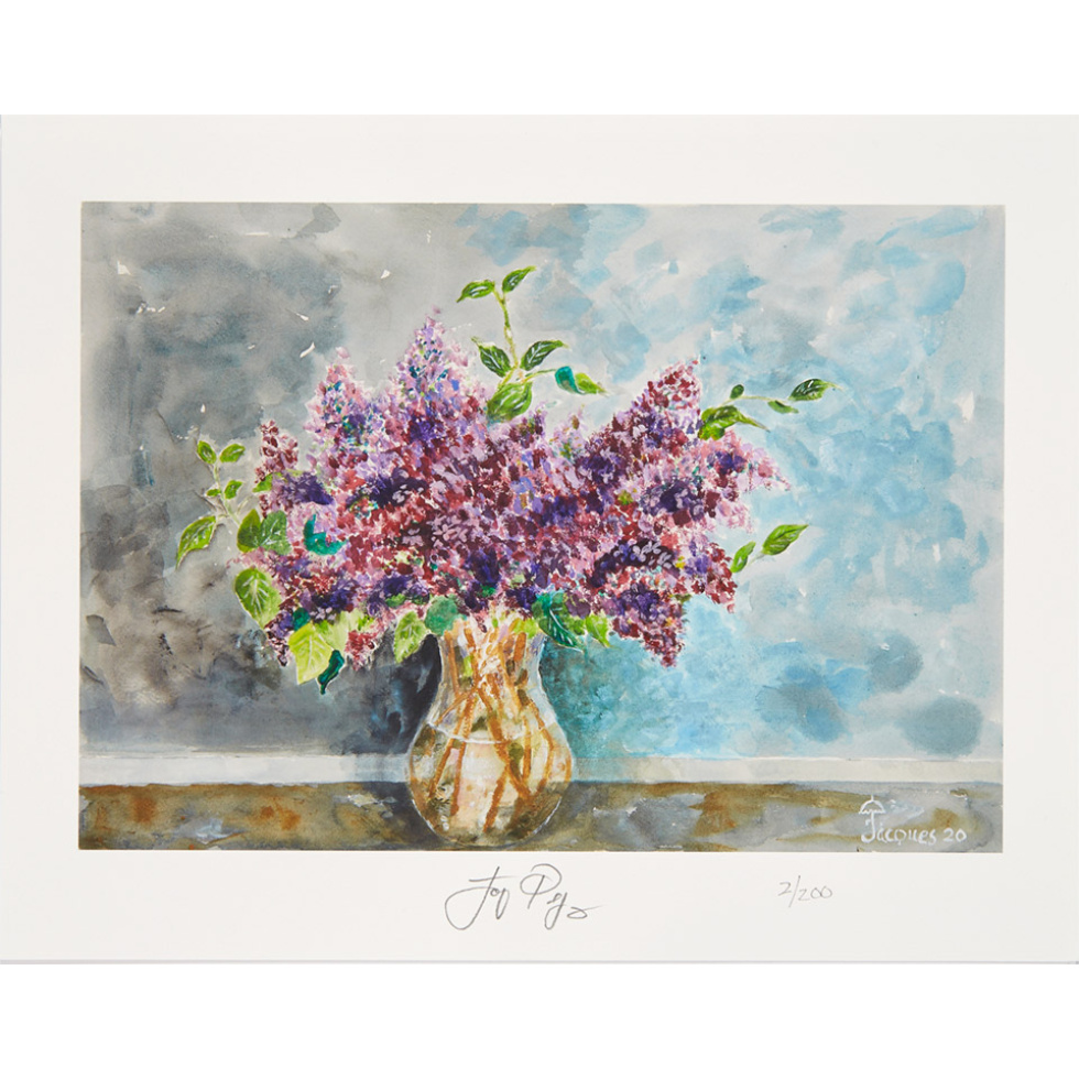 “Lilas du Jardin” unframed limited edition Jacques Pepin print. Individually signed and numbered.