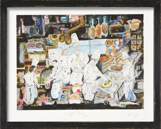 “Teamwork” framed limited edition Jacques Pepin print. Individually signed and numbered.