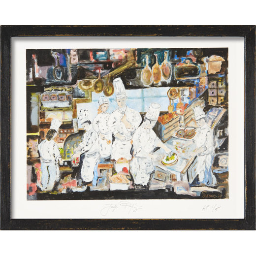 “Teamwork” framed limited edition Jacques Pepin print. Individually signed and numbered.