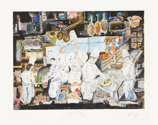 “Teamwork” unframed limited edition Jacques Pepin print. Individually signed and numbered.