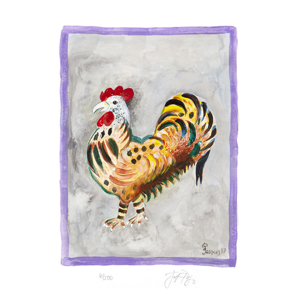 “The Rooster King” unframed limited edition Jacques Pepin print. Individually signed and numbered.