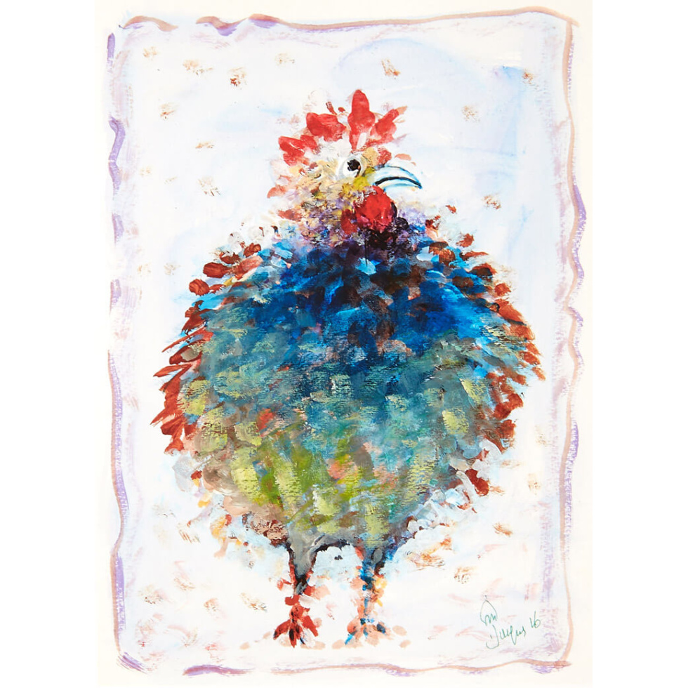 “Blue Cock” unframed gallery-size limited edition Jacques Pepin print. Individually signed and numbered.
