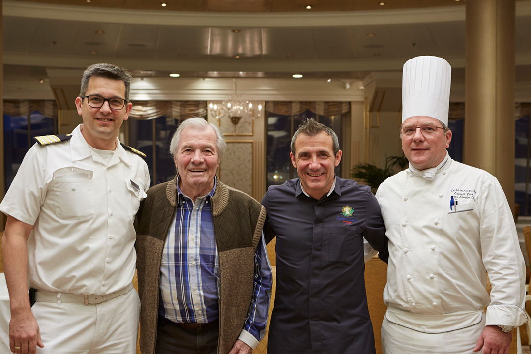 Photograph of Chef and Artist Jacques Pepin. Here’s Jacques during an Oceanic Cruise.
