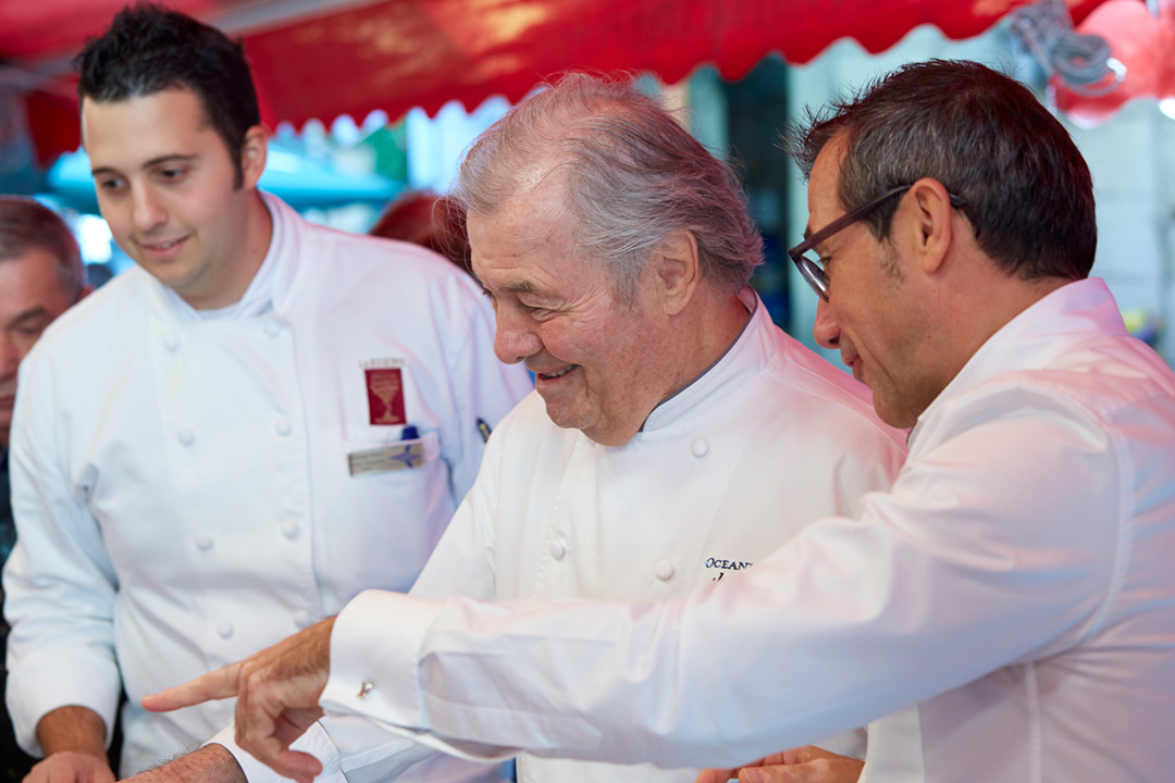 Photograph of Chef and Artist Jacques Pepin. Here’s Jacques during an Oceanic Cruise stop in France.