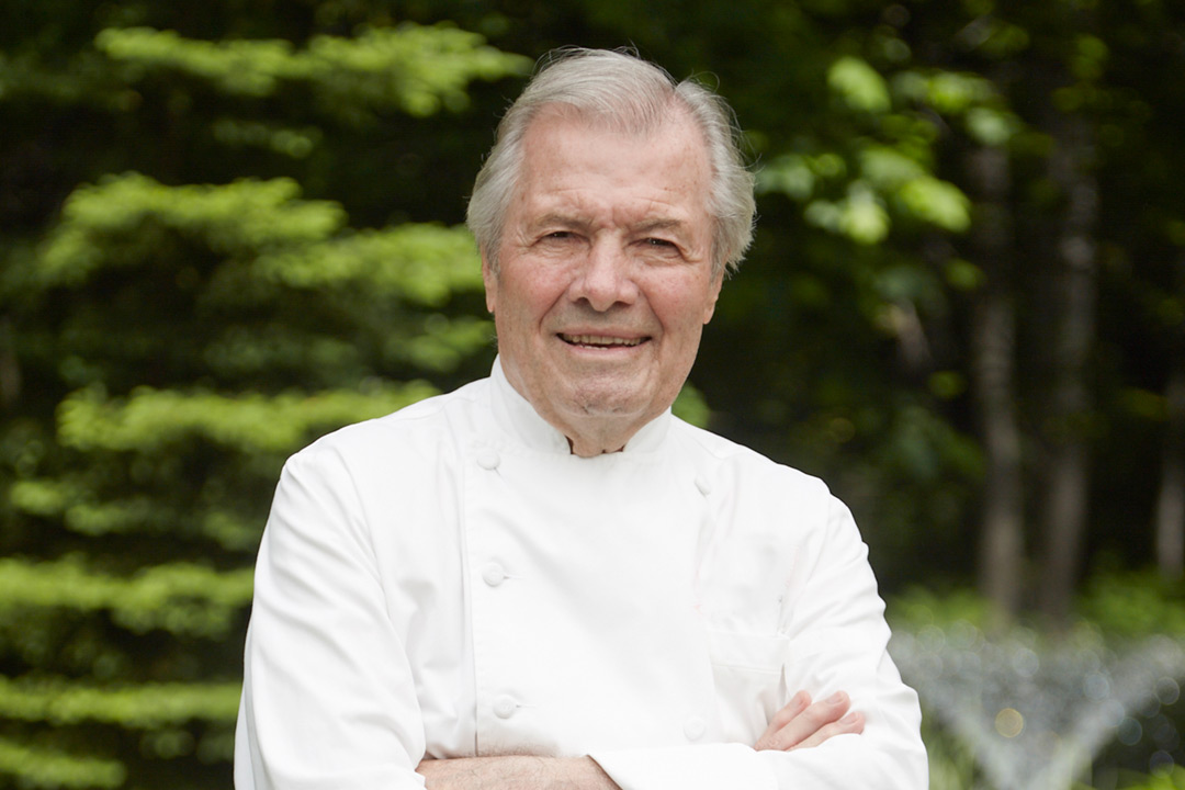 Photograph of Chef and Artist Jacques Pepin. Here’s Jacques in his chef’s jacket.