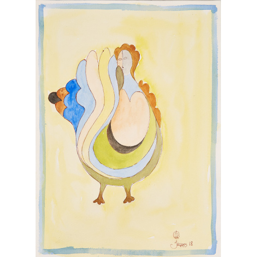 “Chicken Goddess” Original Artwork For Sale by Chef and Artist Jacques Pepin
