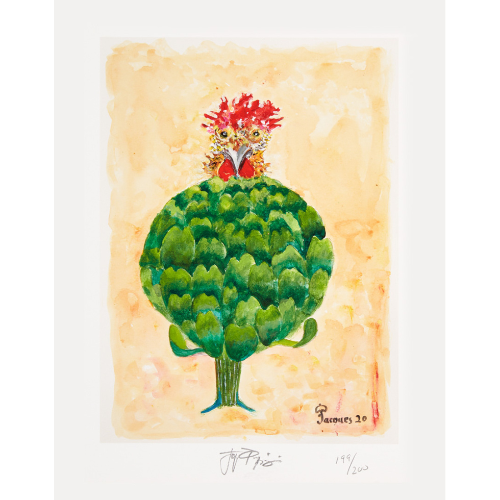 “Chicken with Artichoke” unframed limited edition Jacques Pepin print. Individually signed and numbered.