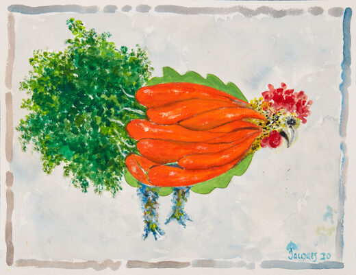 “Chicken with Carrots” Original Artwork For Sale by Chef and Artist Jacques Pepin
