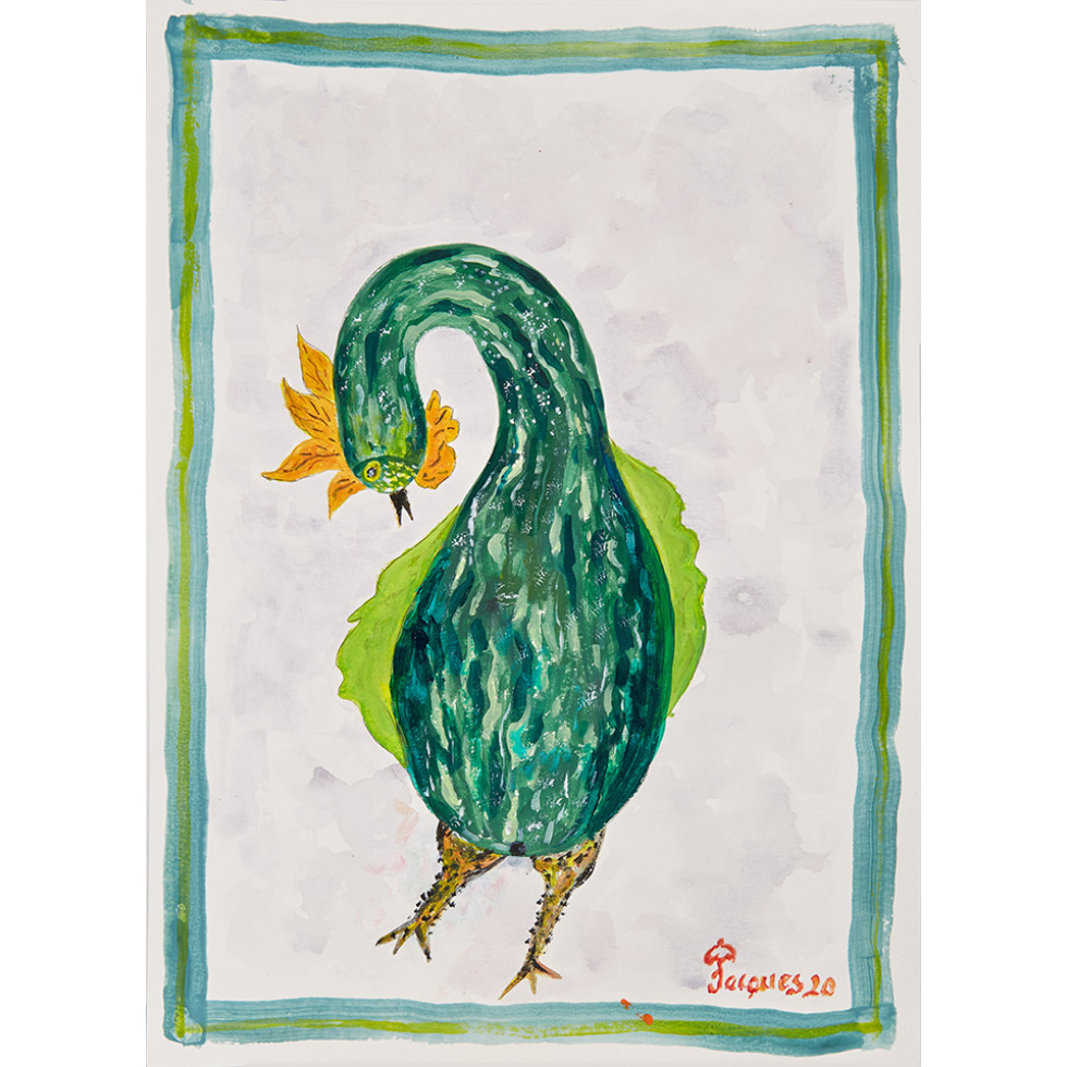 “Chicken with Squash” Original Artwork For Sale by Chef and Artist Jacques Pepin