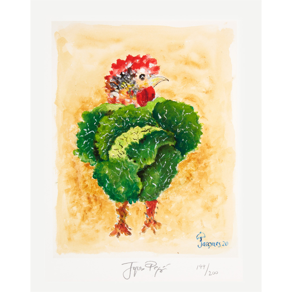 “Chix with Cabbage” unframed limited edition Jacques Pepin print. Individually signed and numbered.