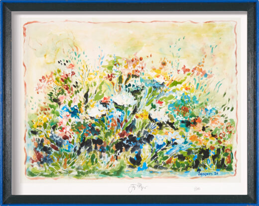 “Field of Flowers” framed gallery-size limited edition Jacques Pepin print. Individually signed and numbered.