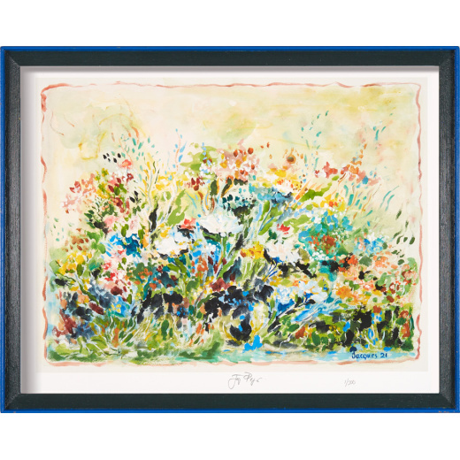 “Field of Flowers” framed gallery-size limited edition Jacques Pepin print. Individually signed and numbered.