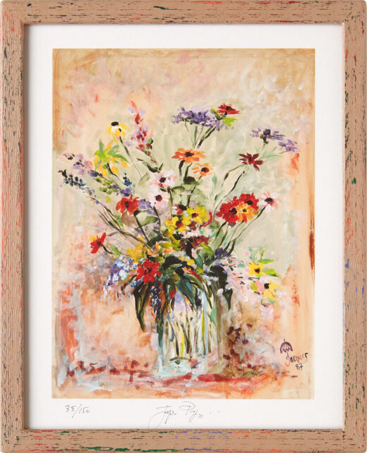 “Glass Vase” (retired) framed limited edition Jacques Pepin print. Individually signed and numbered.