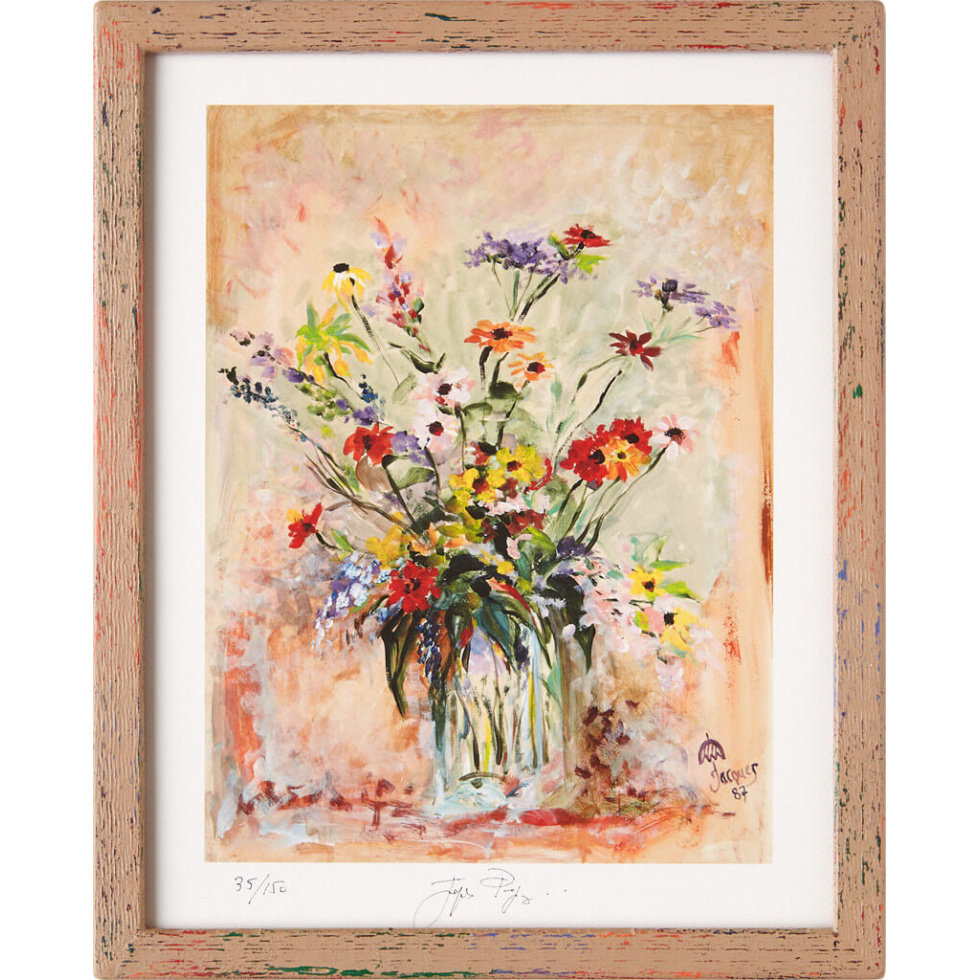 “Glass Vase” (retired) framed limited edition Jacques Pepin print. Individually signed and numbered.