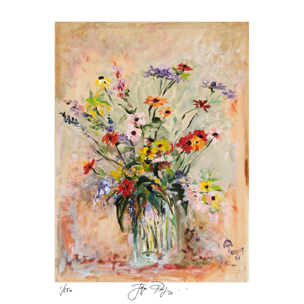 “Glass Vase” (retired) unframed limited edition Jacques Pepin print. Individually signed and numbered.