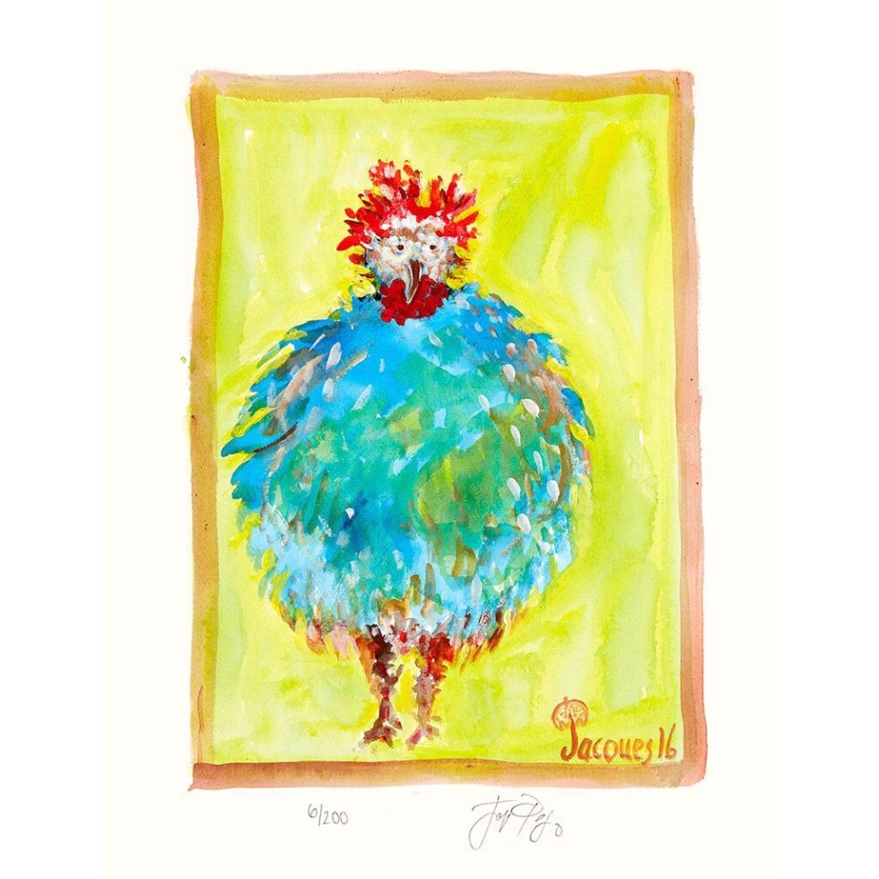 “Harried Chicken” (retired) unframed limited edition Jacques Pepin print. Individually signed and numbered.
