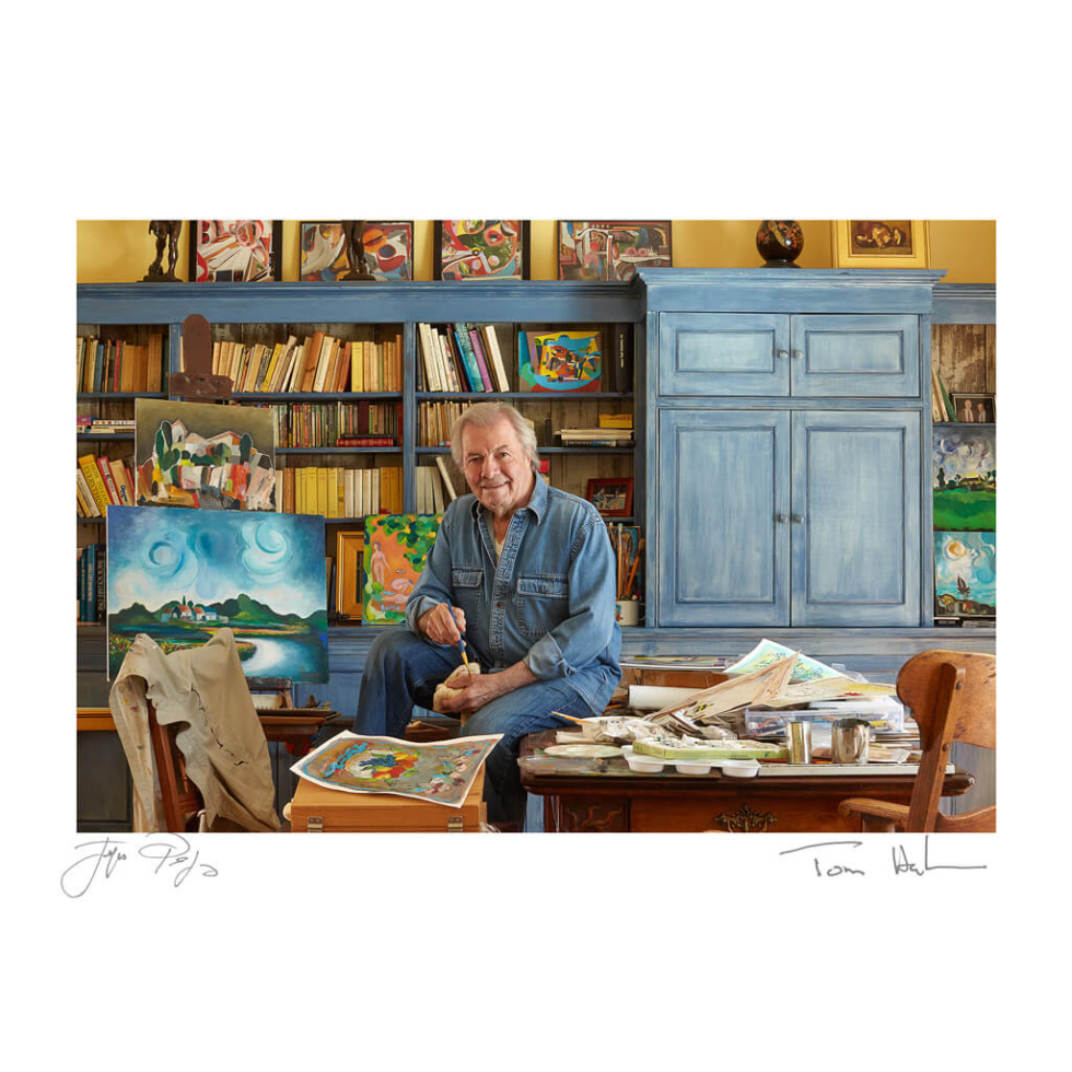 “Jacques Pepin in His Art Studio” is a fine-art giclée print of an original photograph. Each print is individually signed by Jacques’ photographer friend Tom Hopkins. This is the unframed version.