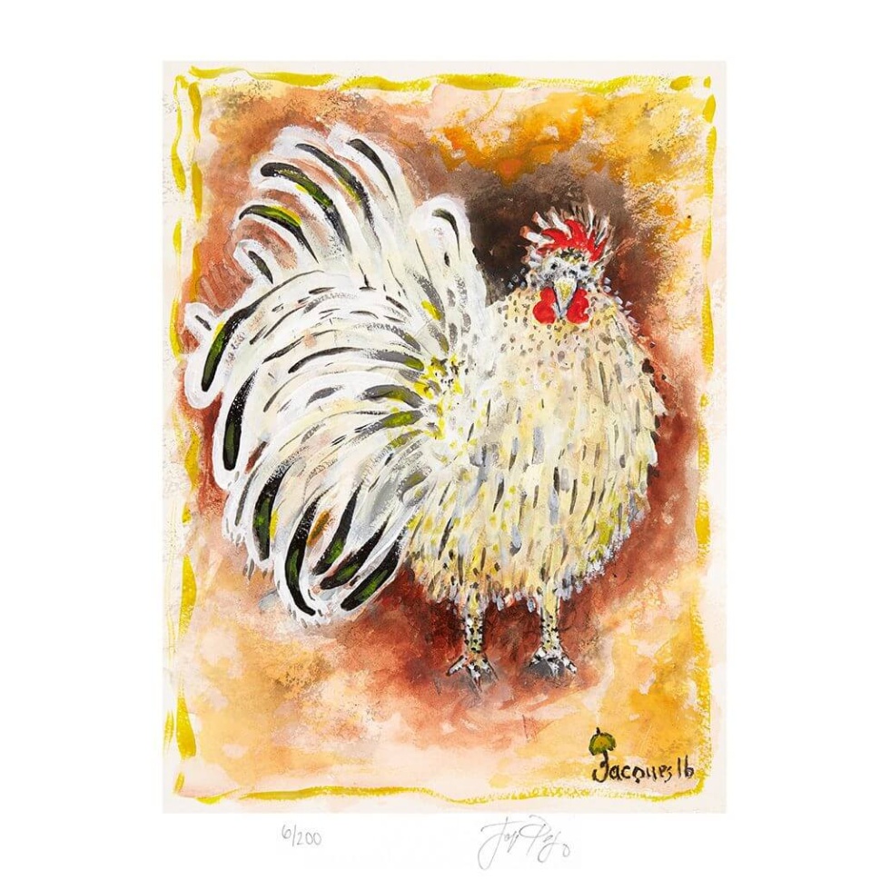 “King Rooster” (retired) unframed limited edition Jacques Pepin print. Individually signed and numbered.