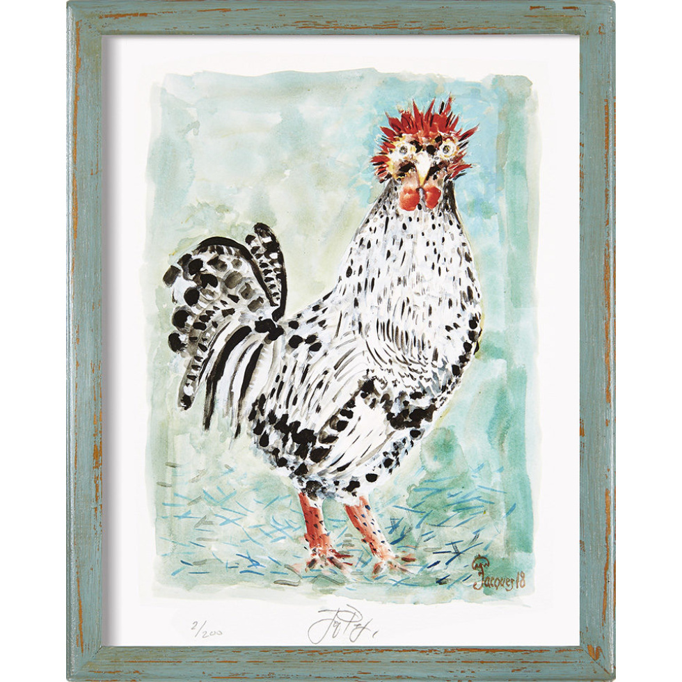 “Mighty Fowl” (retired) framed limited edition Jacques Pepin print. Individually signed and numbered.
