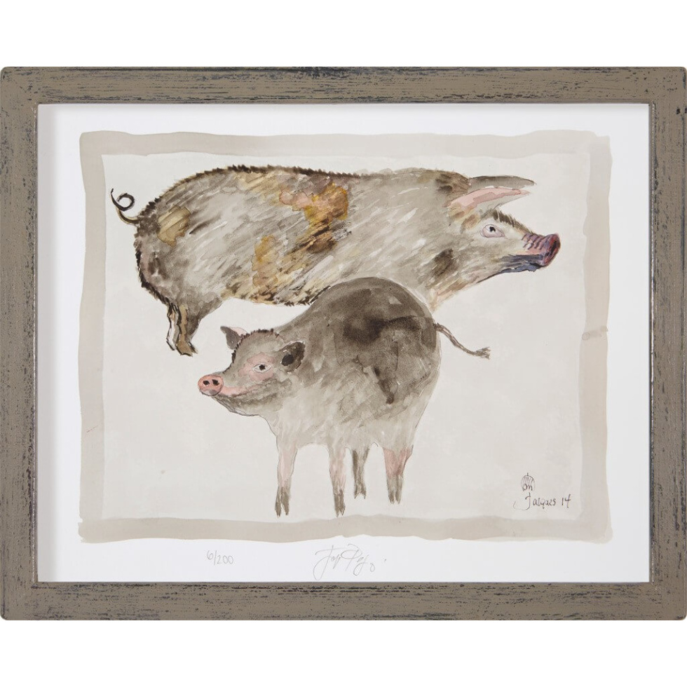 “Pigs” (retired) framed limited edition Jacques Pepin print. Individually signed and numbered.