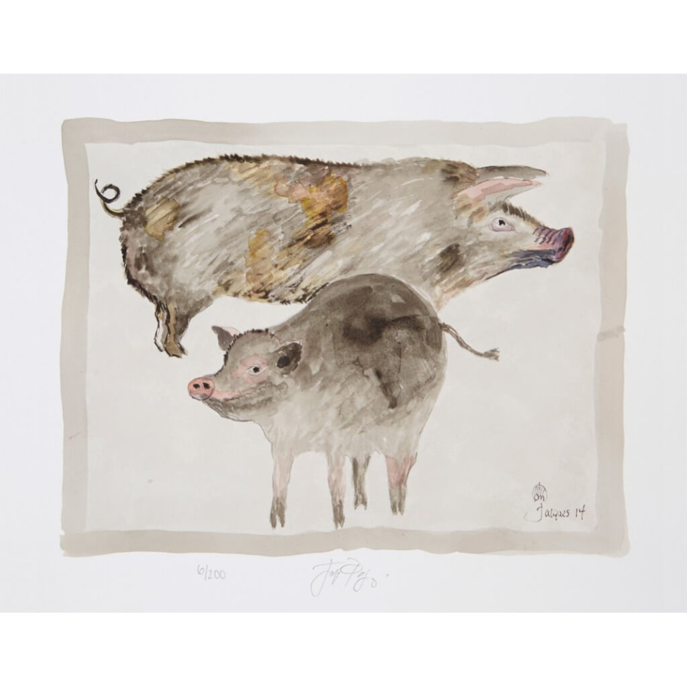“Pigs” (retired) unframed limited edition Jacques Pepin print. Individually signed and numbered.