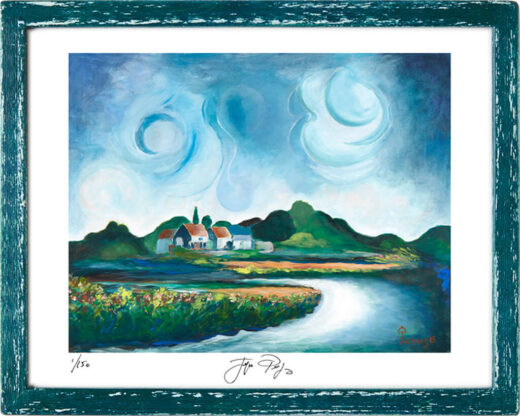 “River at Night” (retired) framed limited edition Jacques Pepin print. Individually signed and numbered.