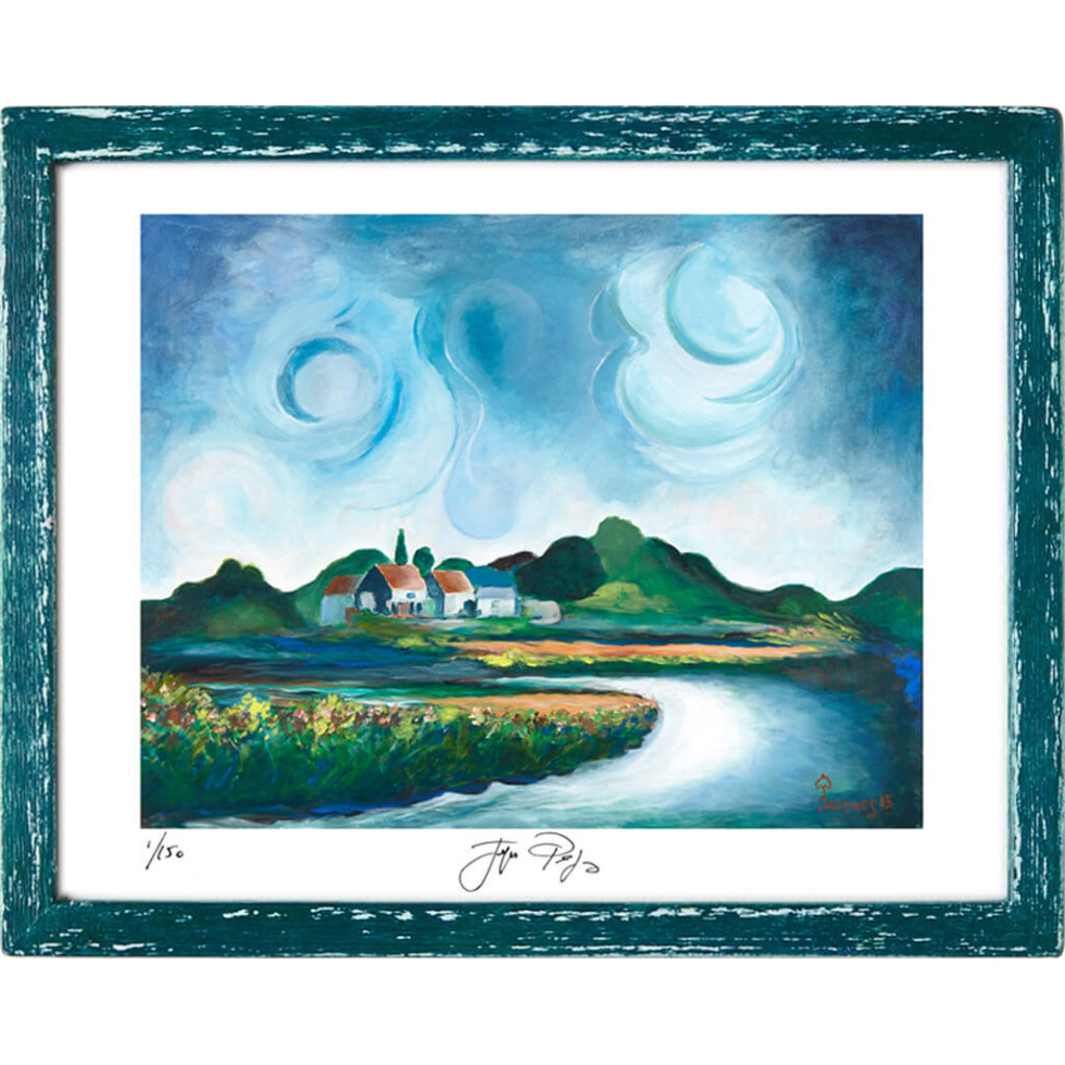 “River at Night” (retired) framed limited edition Jacques Pepin print. Individually signed and numbered.