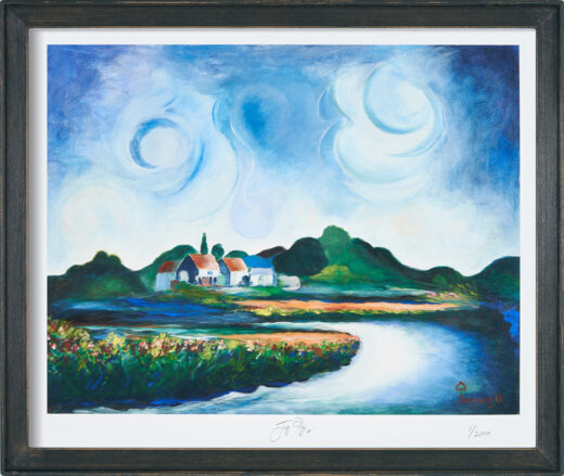 “River at Night” framed gallery-size limited edition Jacques Pepin print. Individually signed and numbered.