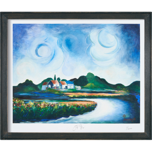 “River at Night” framed gallery-size limited edition Jacques Pepin print. Individually signed and numbered.