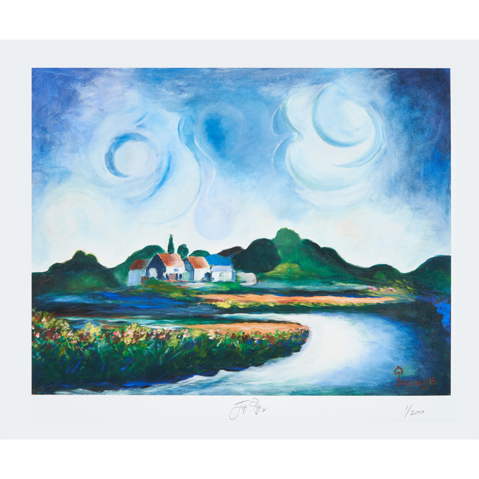 “River at Night” unframed gallery-size limited edition Jacques Pepin print. Individually signed and numbered.