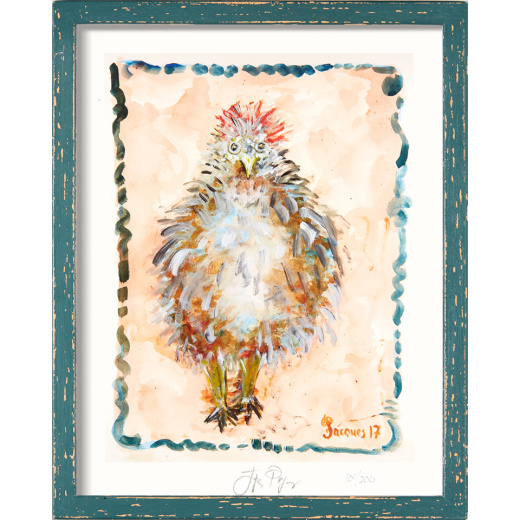 “The Tattle Cock” framed limited edition Jacques Pepin print. Individually signed and numbered.