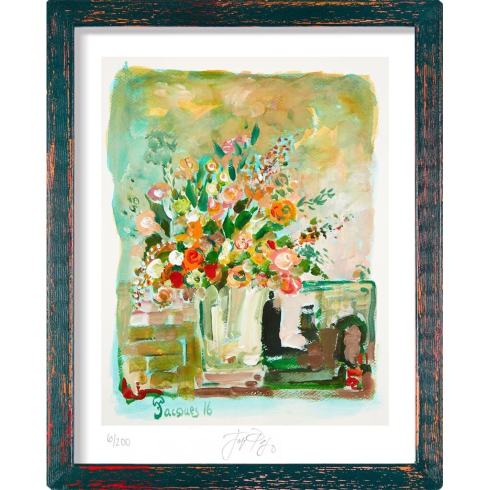 “White Vase” (retired) framed limited edition Jacques Pepin print. Individually signed and numbered.