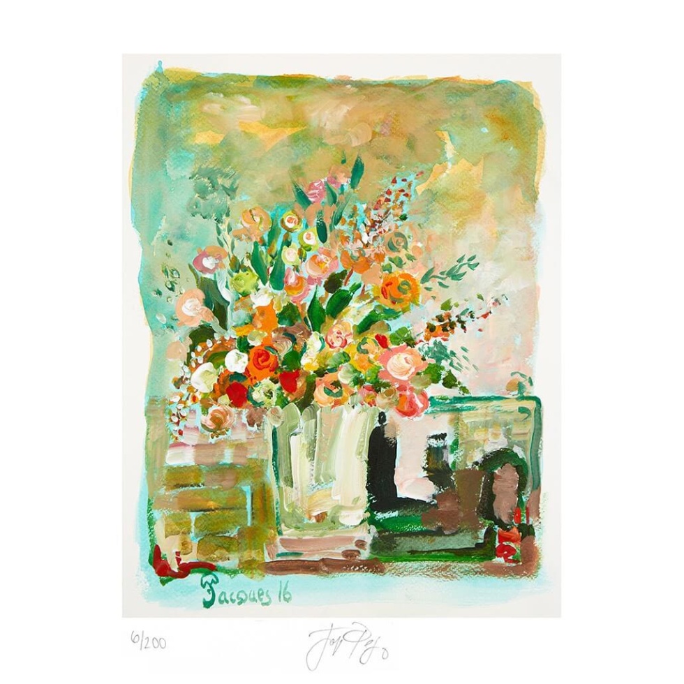 “White Vase” (retired) unframed limited edition Jacques Pepin print. Individually signed and numbered.