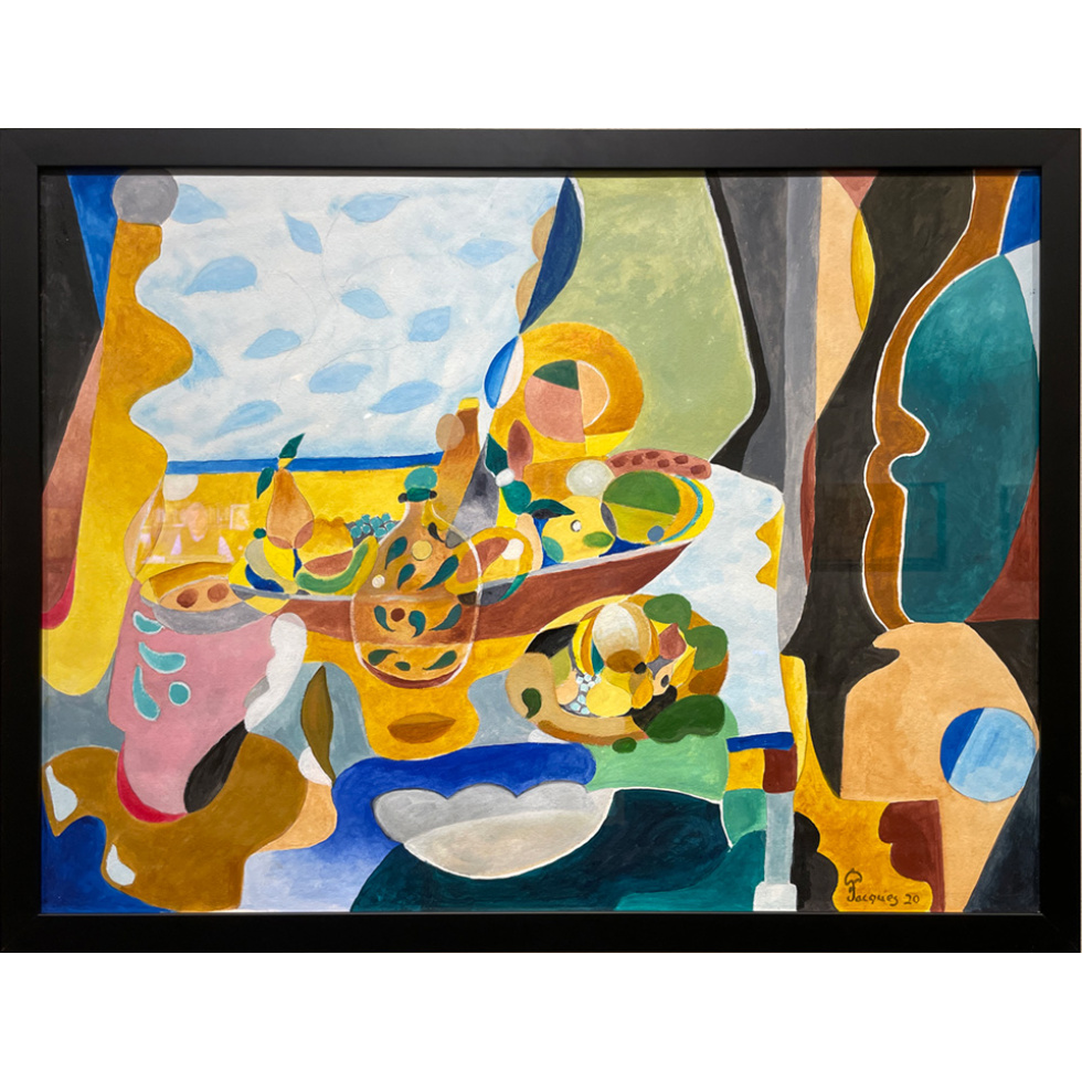 “Yellow Buffet” Original Artwork For Sale by Chef and Artist Jacques Pepin