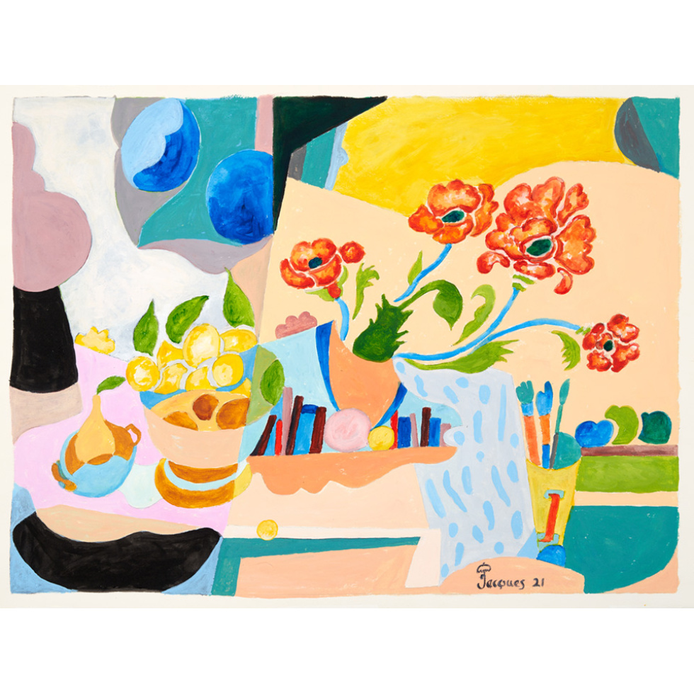 “Flowers and Fruits No. 2” Original Painting For Sale on the Artistry of Jacques Pepin Art Site
