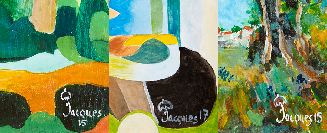 Jacques Pepin Art Colorful Painting Umbrella Signatures