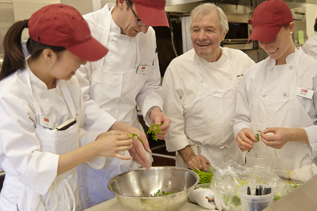 Chef and Teacher Jacques Pepin with Some of His Students