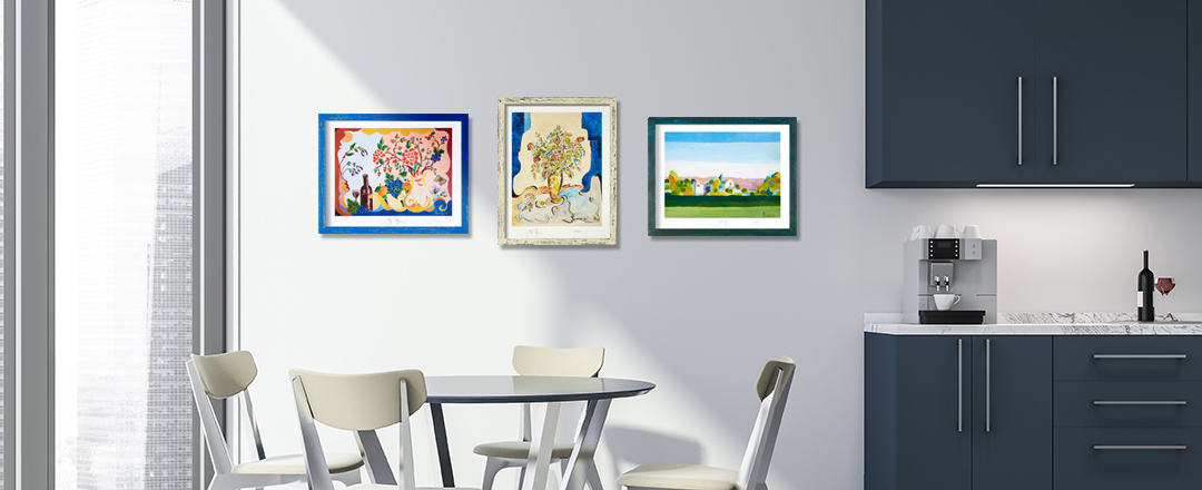 Here is a rendering of how some of Jacques Pepin’s limited edition prints might look in a home kitchen or dining area. See many more in the gallery below.