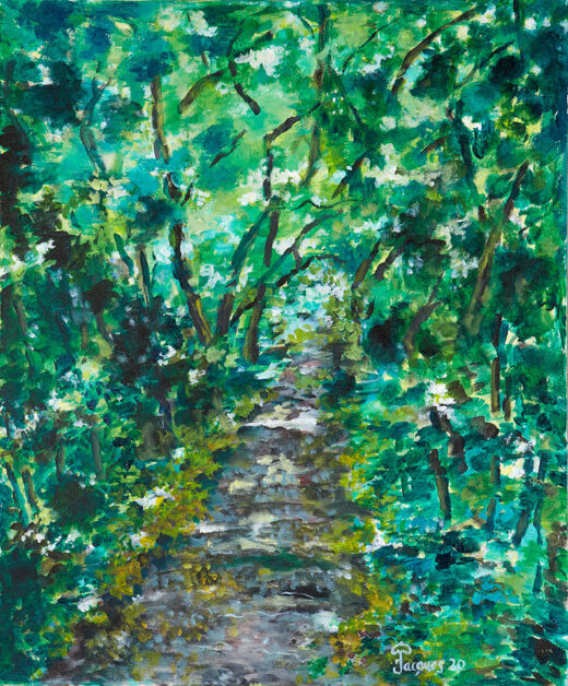 “Bauer’s Farm Alley” is an original painting by chef and artist Jacques Pepin