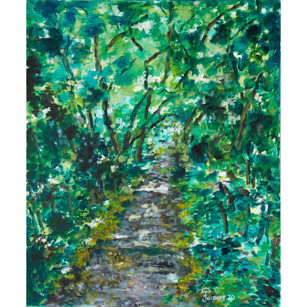 “Bauer’s Farm Alley” is an original painting by chef and artist Jacques Pepin