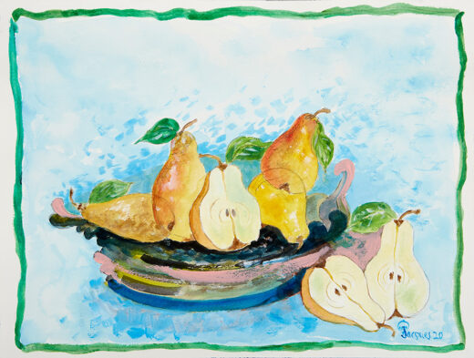 “Bowl of Pears” is an original painting by chef and artist Jacques Pepin