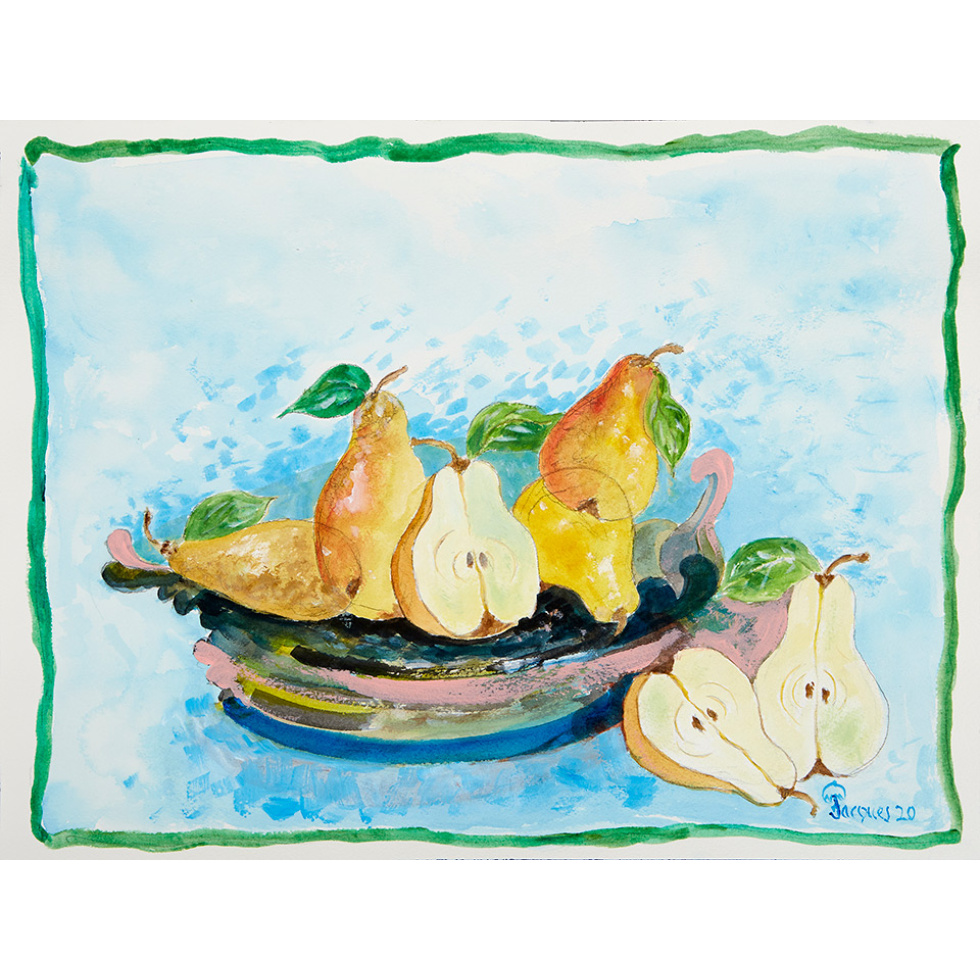 “Bowl of Pears” is an original painting by chef and artist Jacques Pepin
