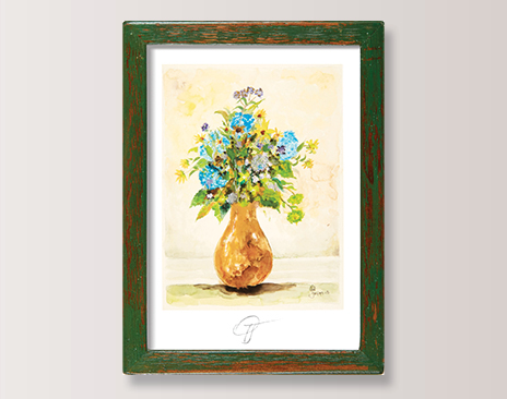 “Brown Vase” Signed Small Print in Frame