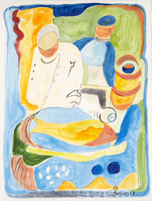 “Chef at Work” is an original painting by chef and artist Jacques Pepin